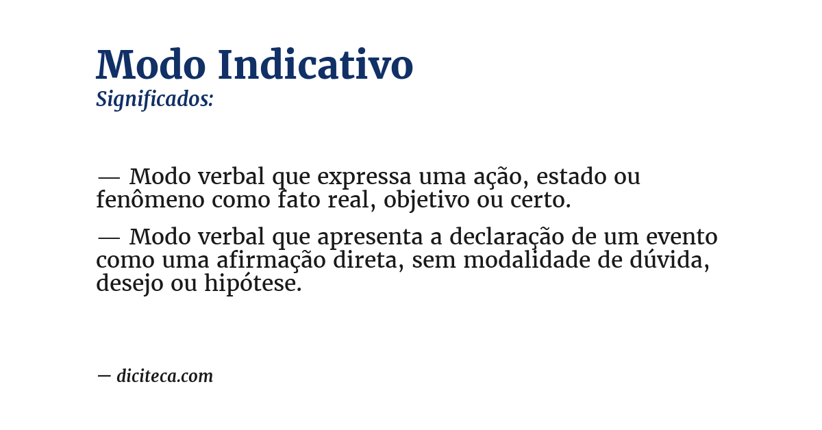Significado de modo indicativo