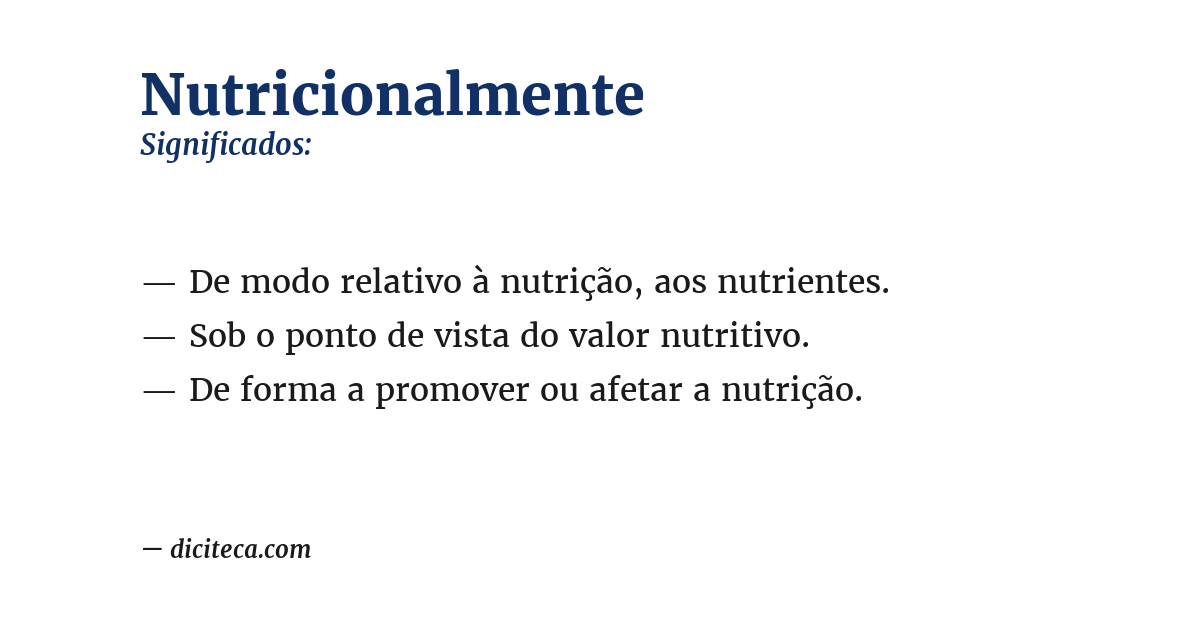 Significado de nutricionalmente