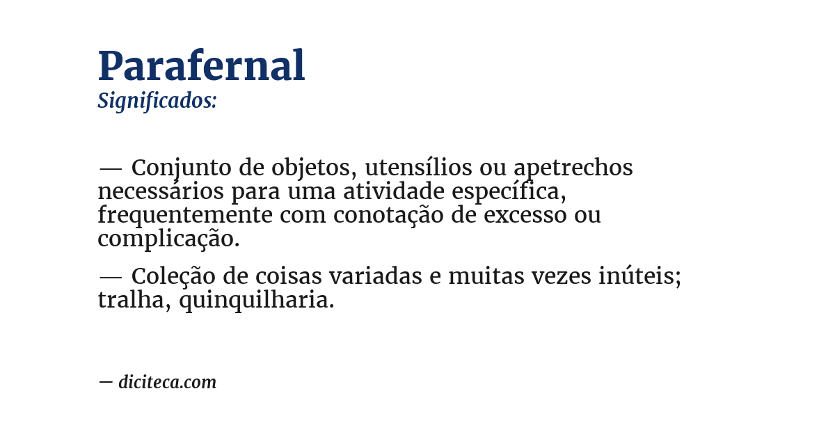 Significado de parafernal