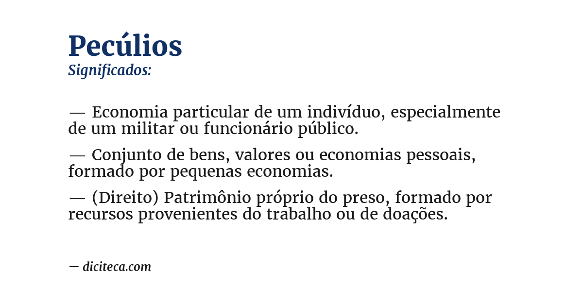 Significado de pecúlios