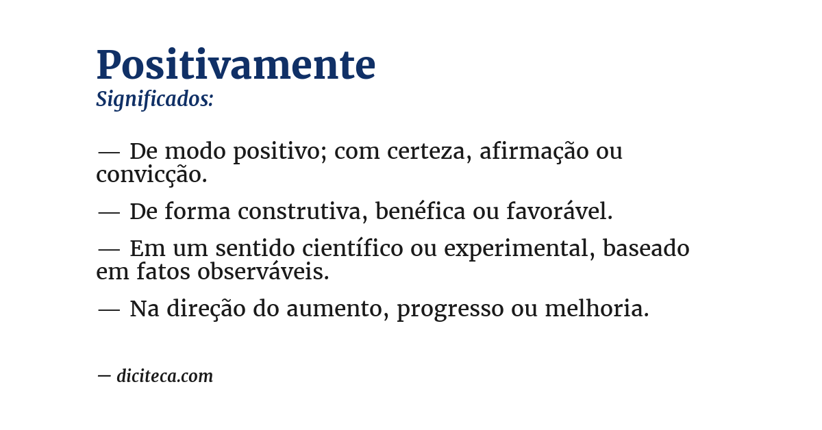 Significado de positivamente