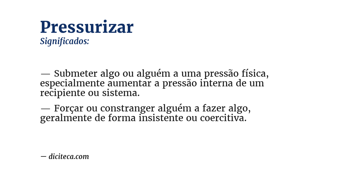 Significado de pressurizar