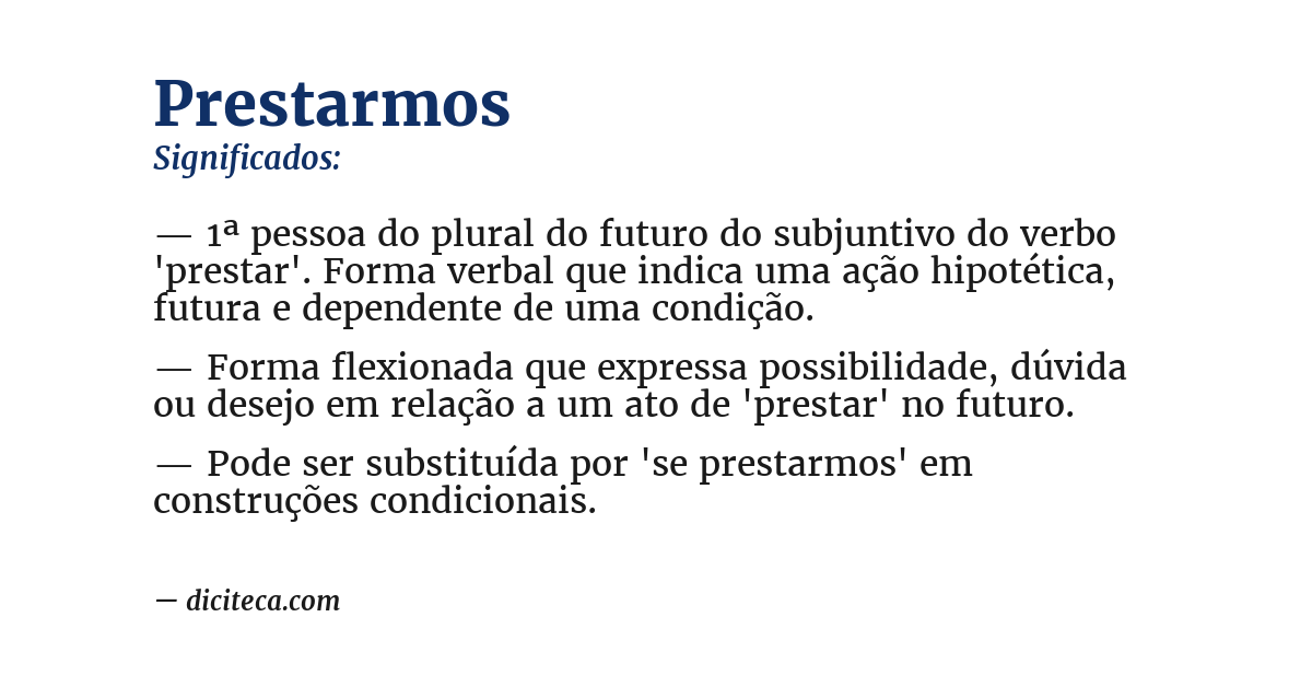 Significado de prestarmos