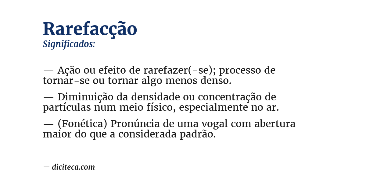 Significado de rarefacção
