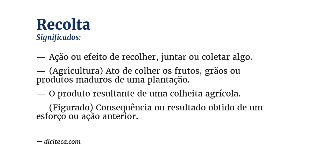 Significado de recolta