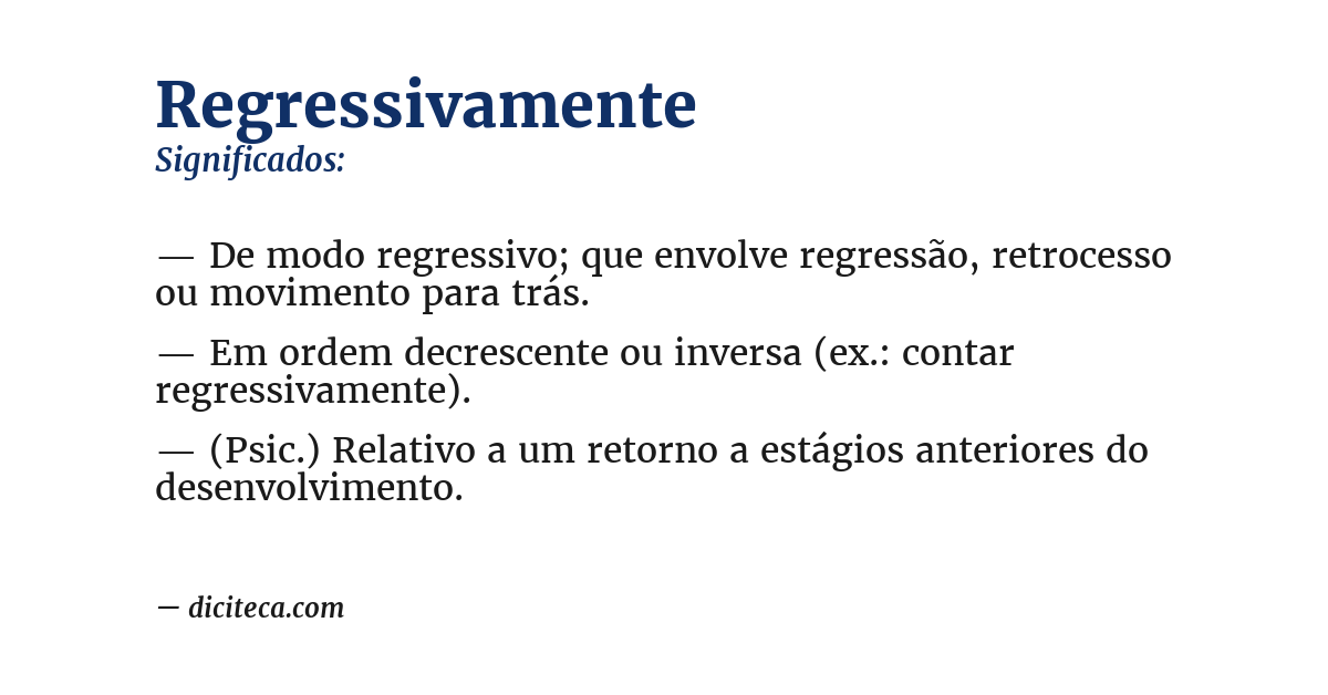 Significado de regressivamente