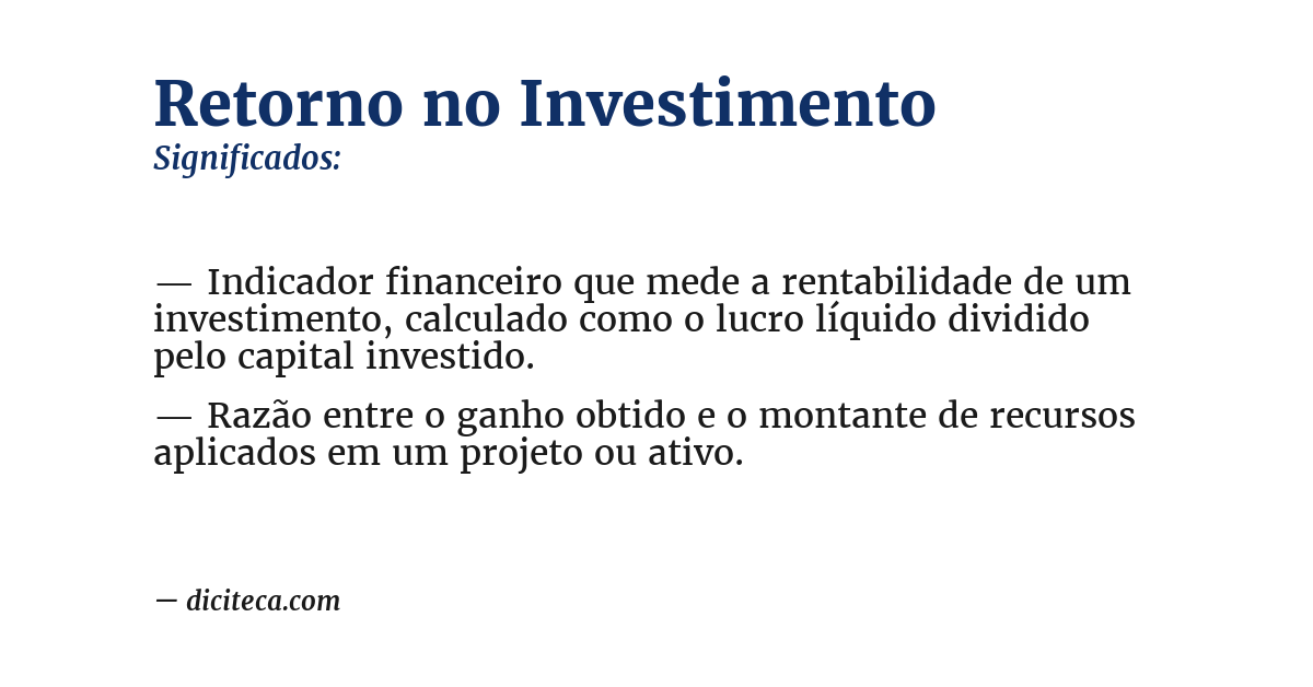 Significado de retorno no investimento