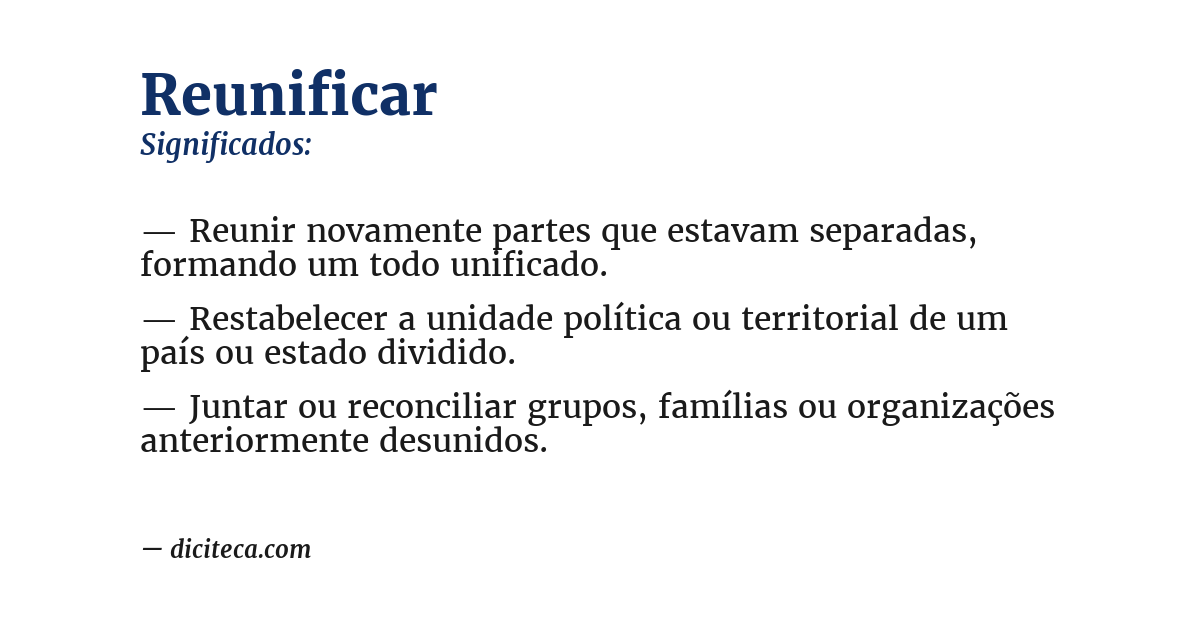 Significado de reunificar