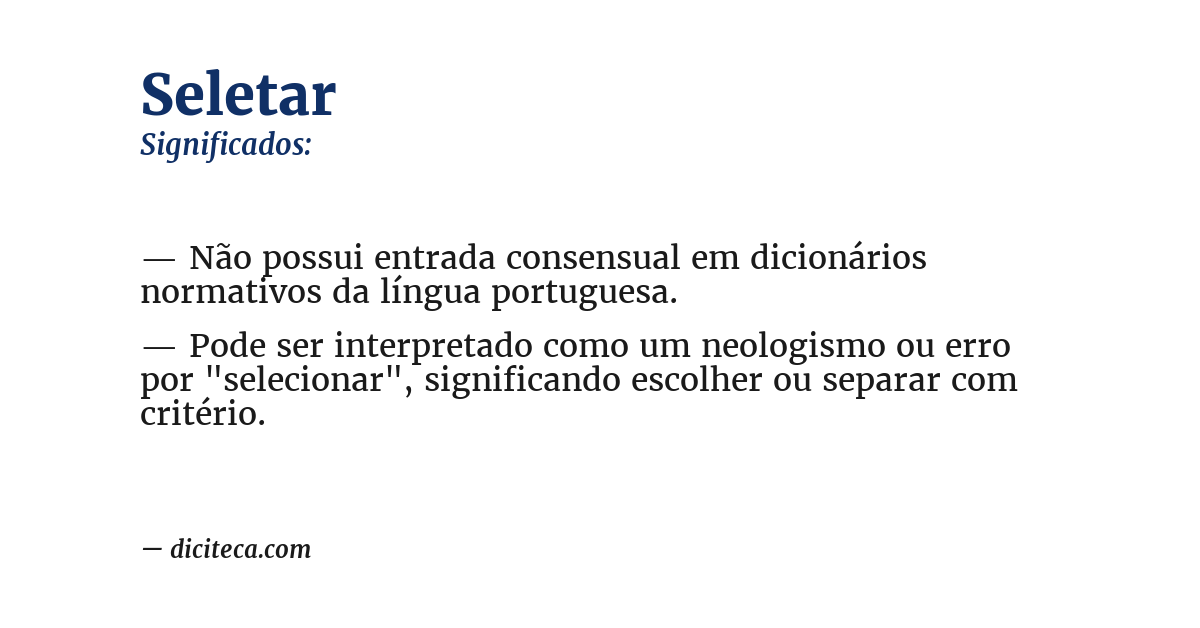 Significado de seletar