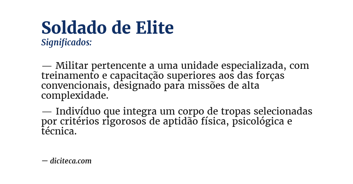 Significado de soldado de elite