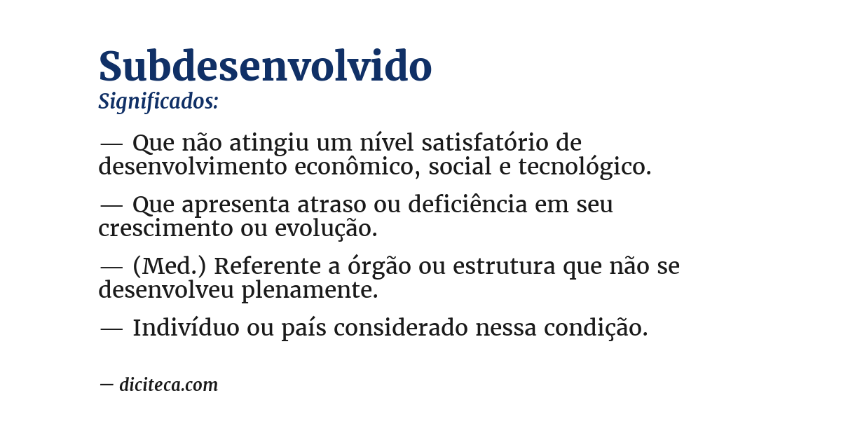 Significado de subdesenvolvido