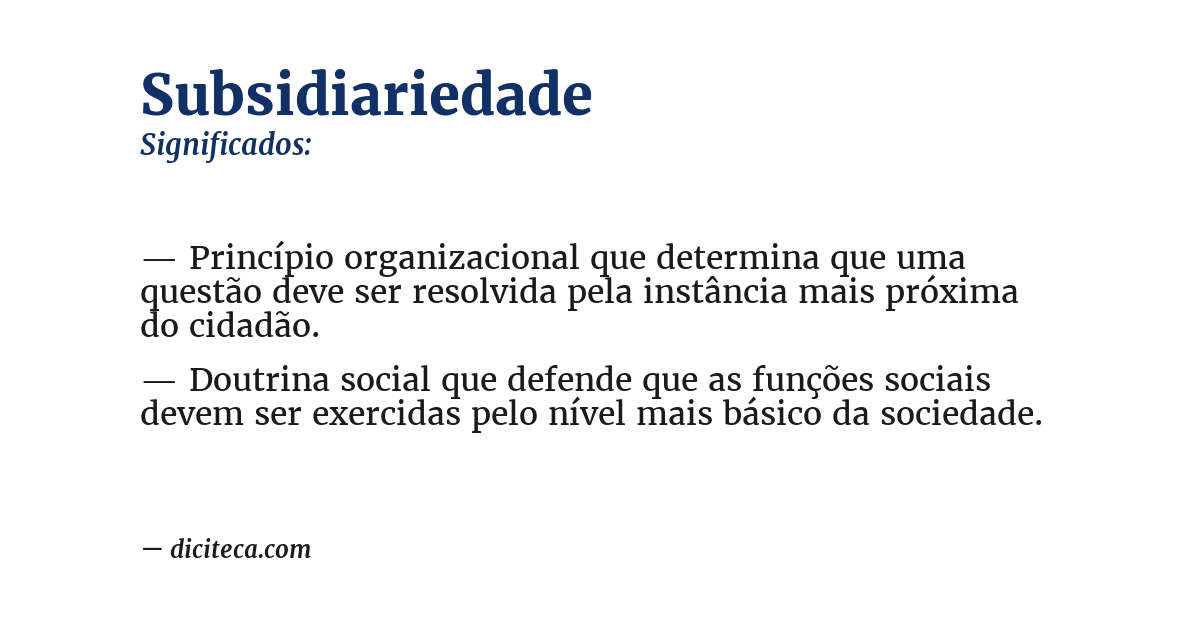 Significado de subsidiariedade