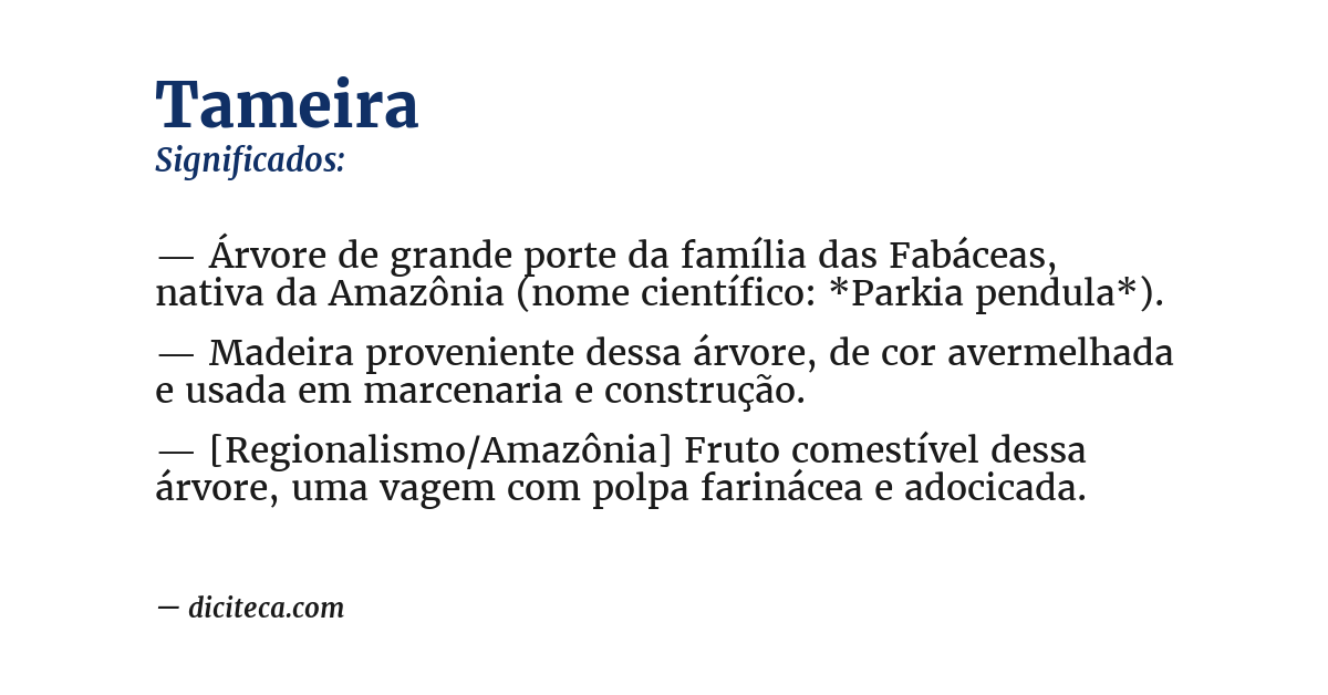 Significado de tameira