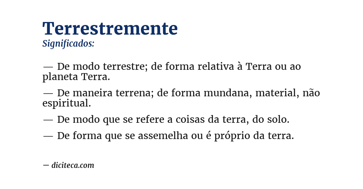 Significado de terrestremente