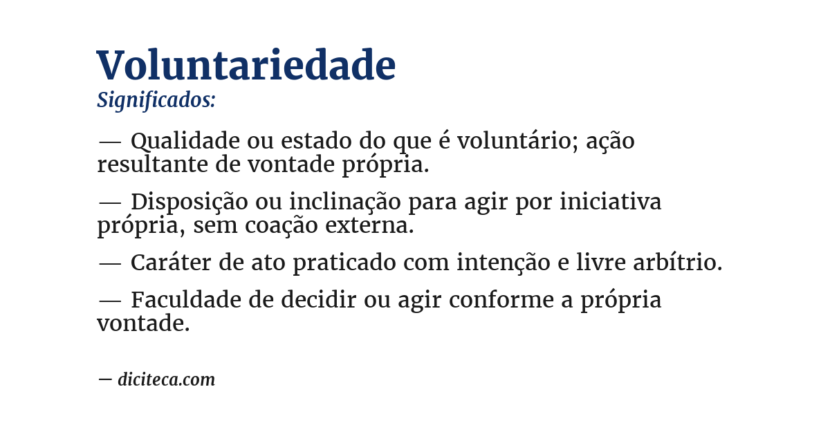 Significado de voluntariedade