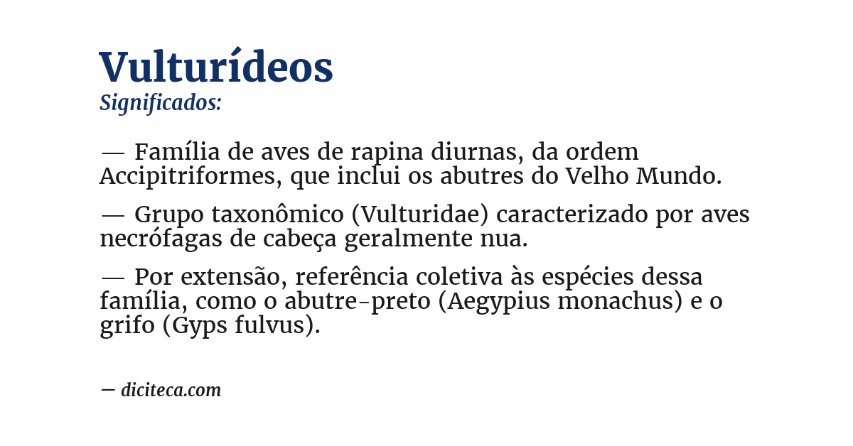 Significado de vulturídeos