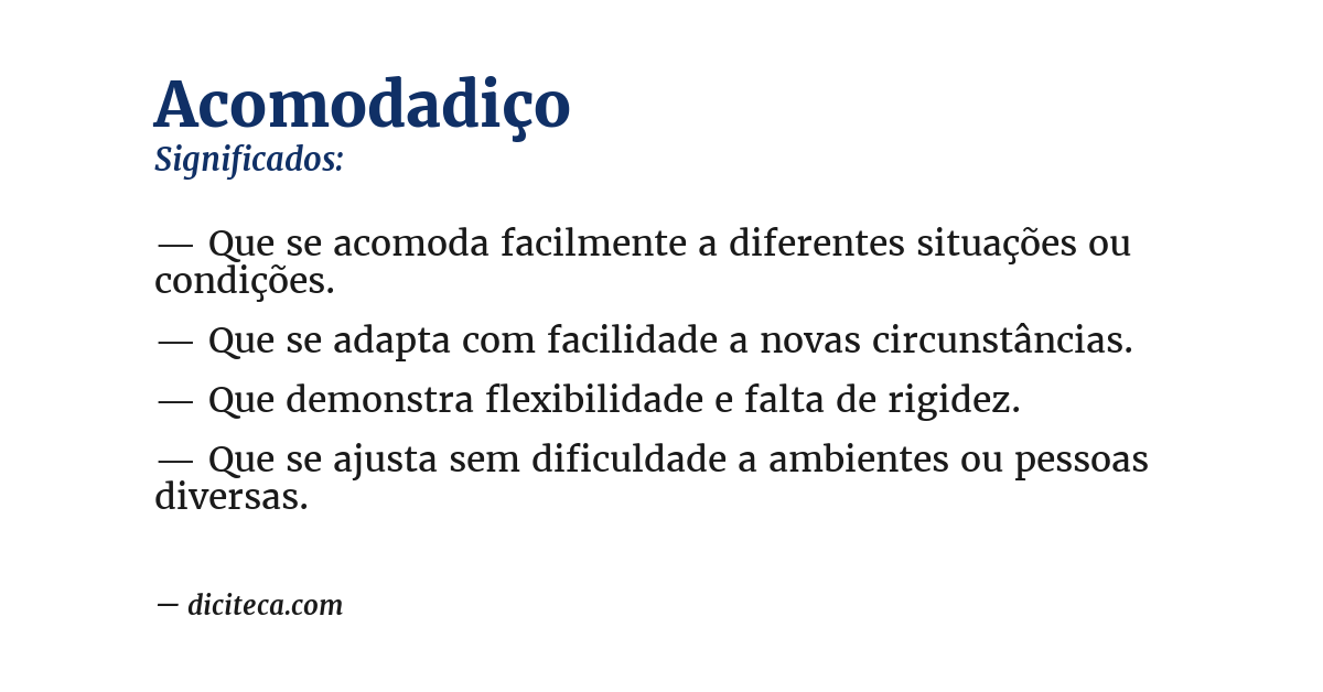 Significado de acomodadiço