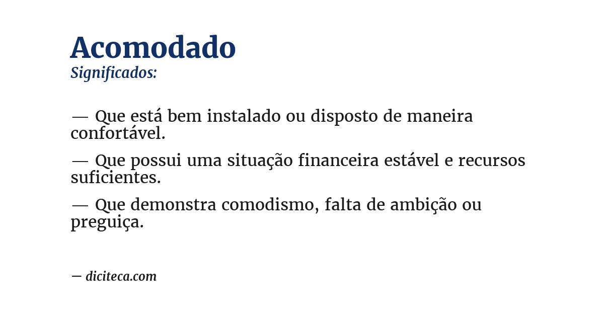 Significado de acomodado