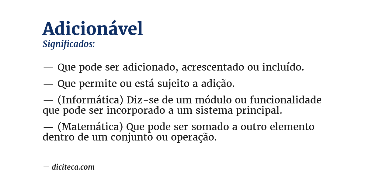 Significado de adicionável
