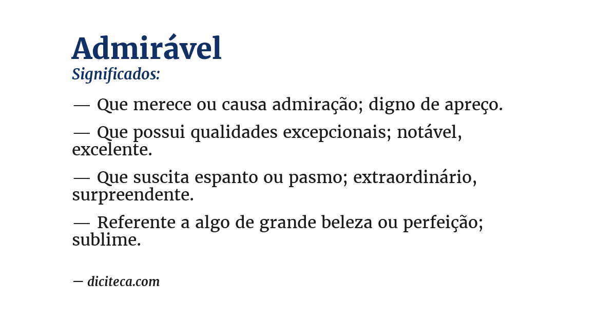 Significado de admirável