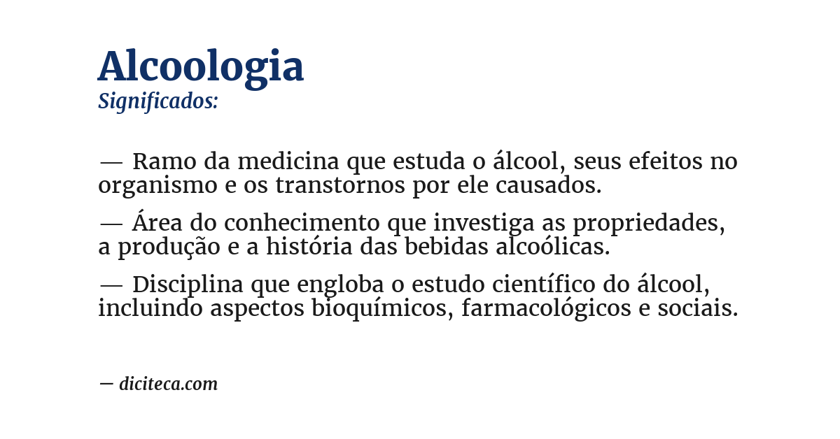 Significado de alcoologia