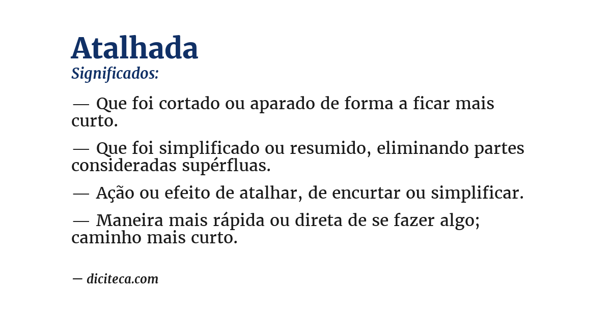 Significado de atalhada