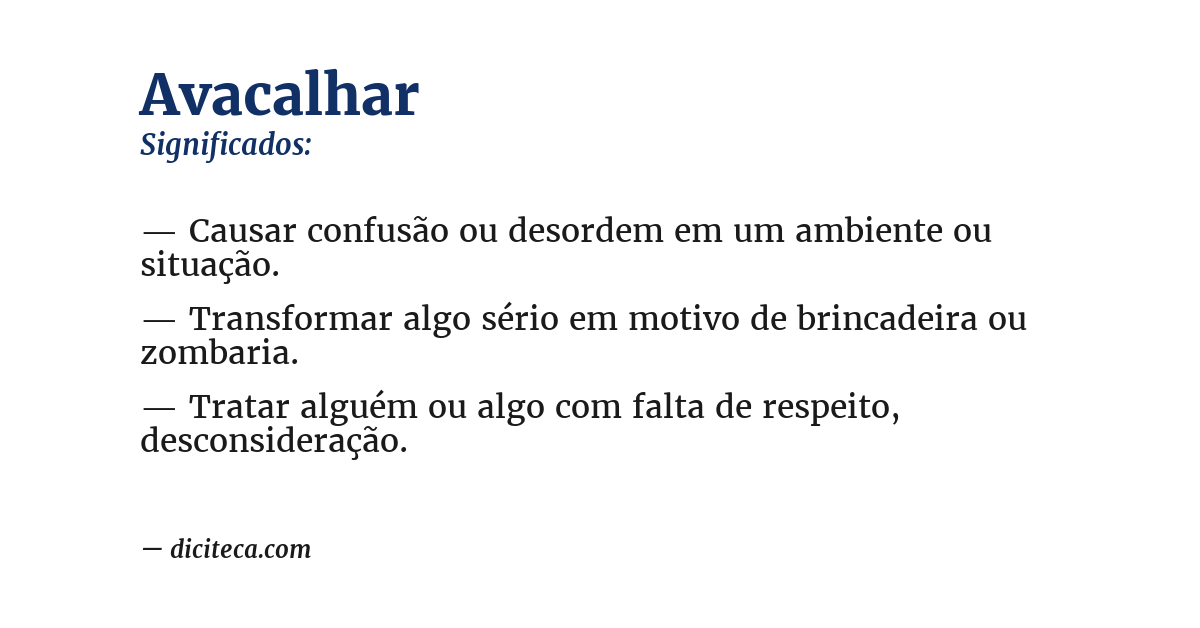 Significado de avacalhar