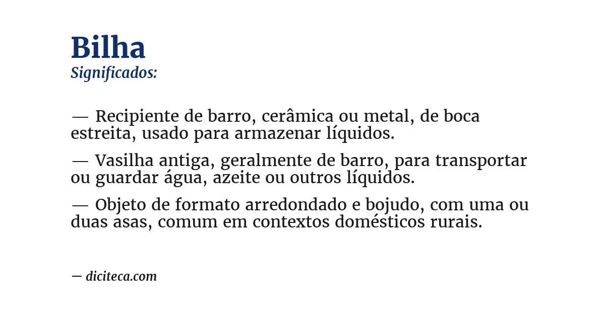 Significado de bilha