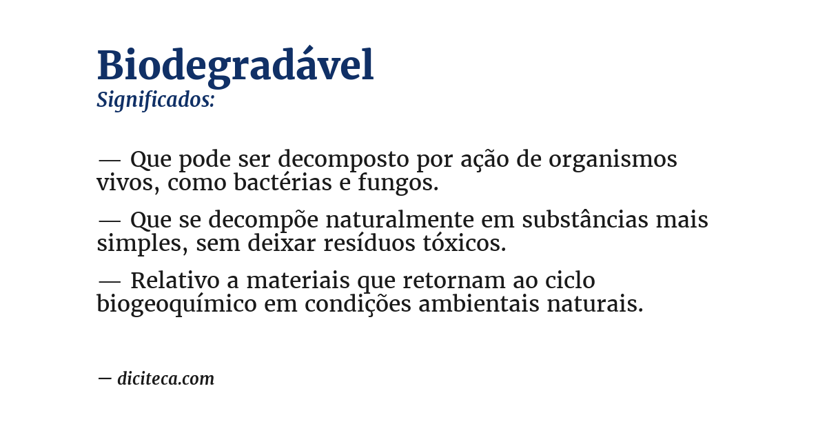 Significado de biodegradável