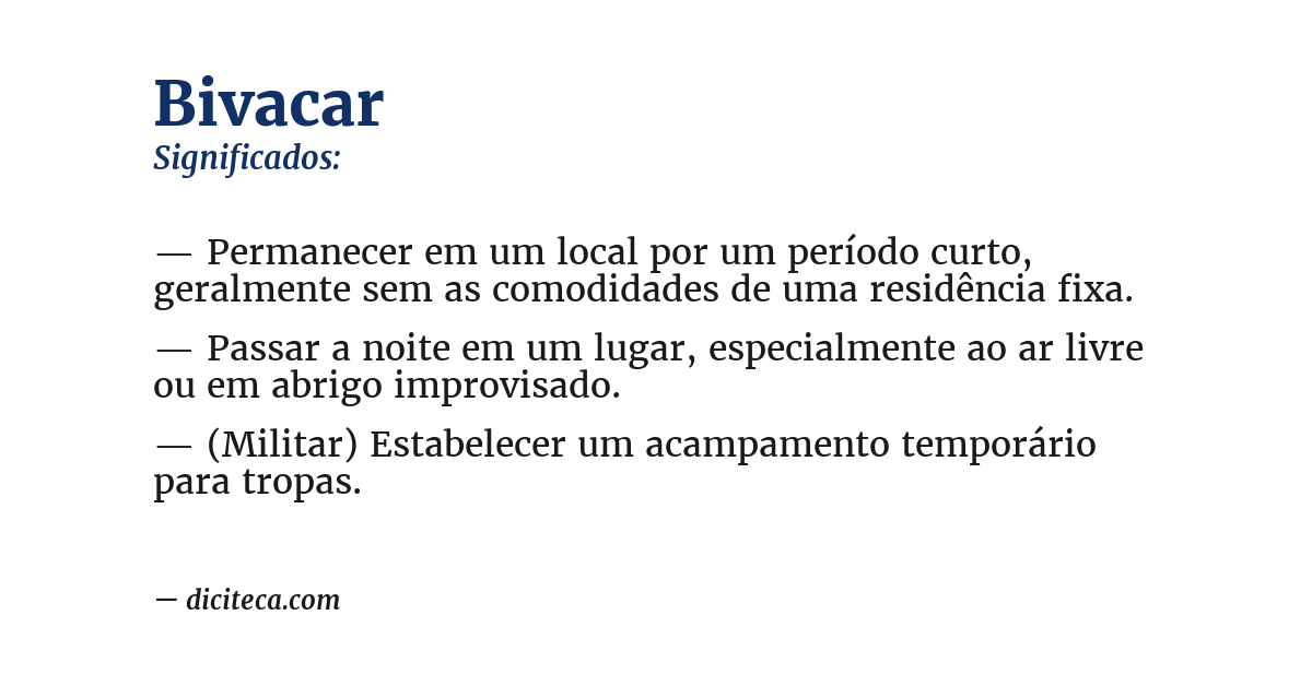 Significado de bivacar