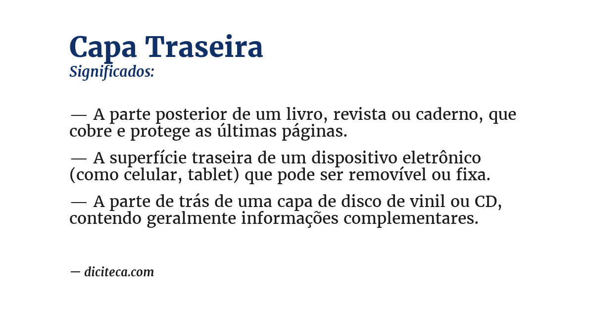 Significado de capa traseira