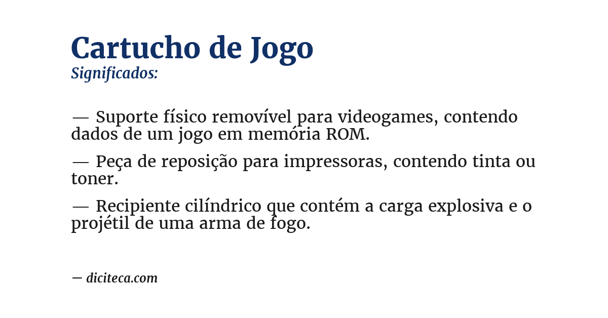 Significado de cartucho de jogo