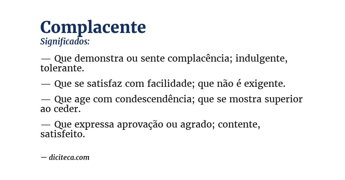 Significado de complacente
