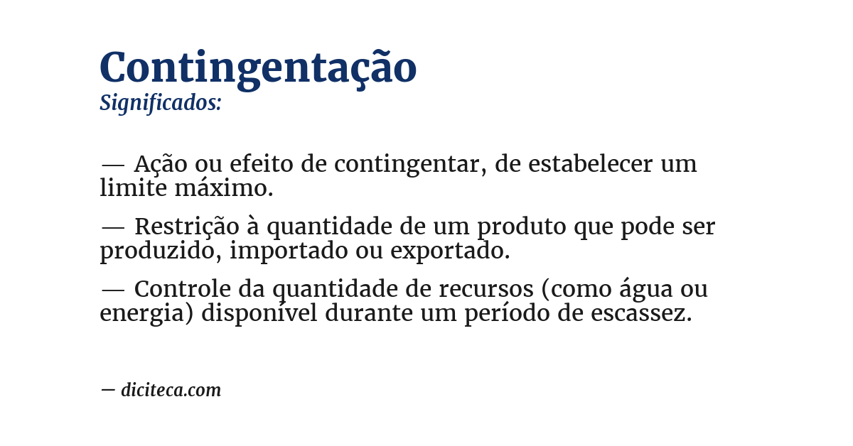 Significado de contingentação