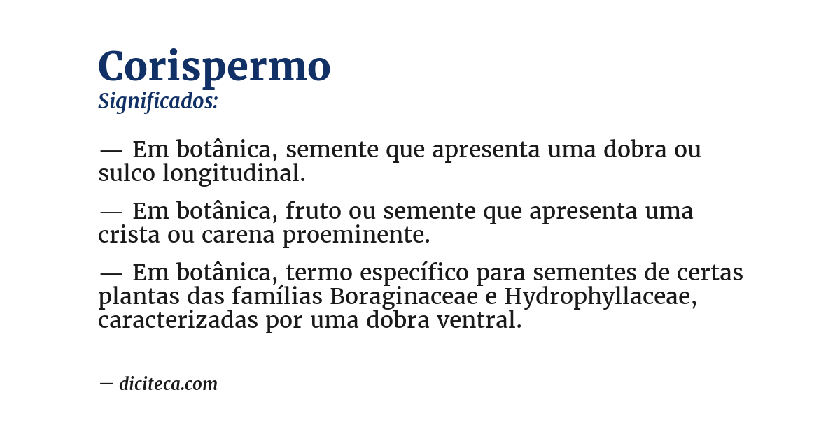 Significado de corispermo