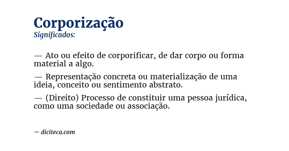 Significado de corporização