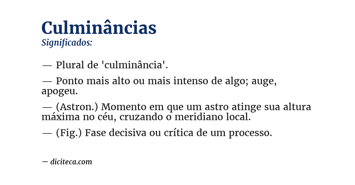Significado de culminâncias