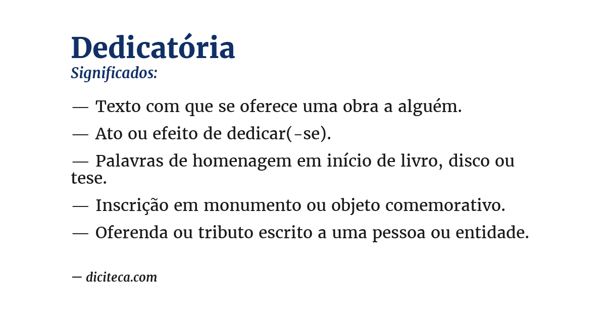 Significado de dedicatória