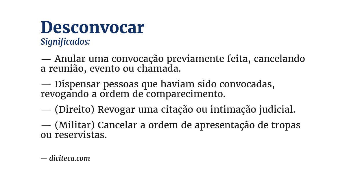 Significado de desconvocar