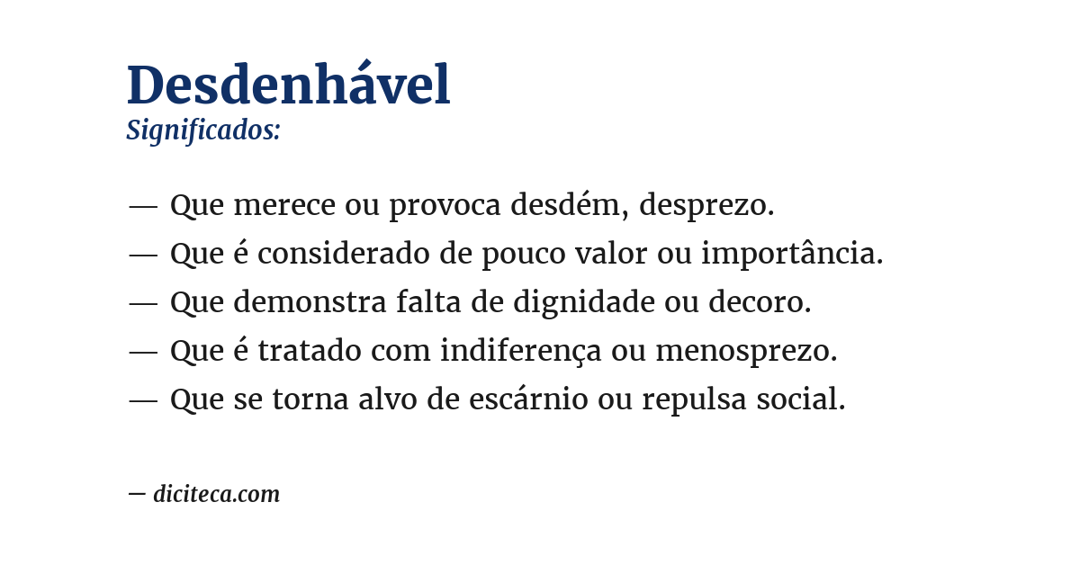 Significado de desdenhável