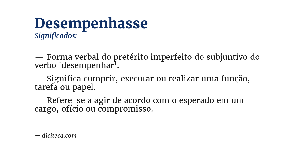 Significado de desempenhasse
