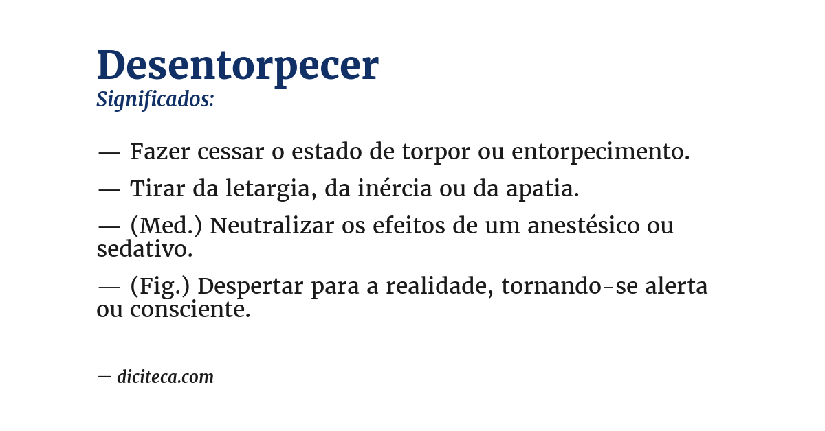 Significado de desentorpecer