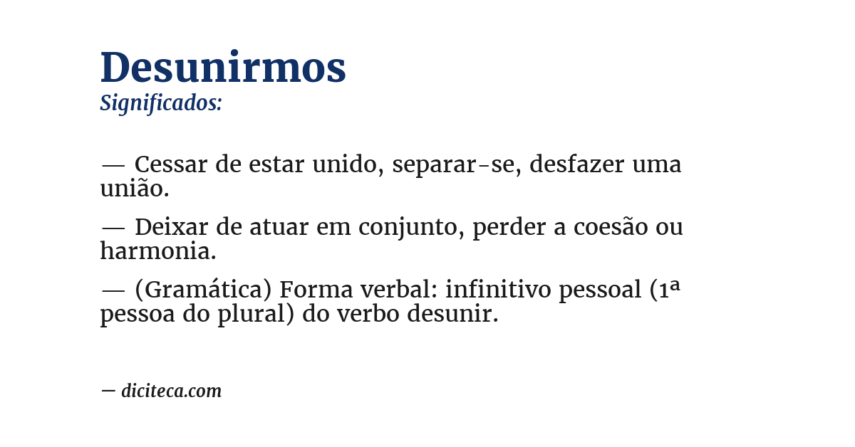 Significado de desunirmos