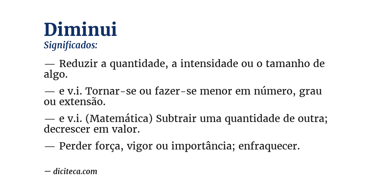 Significado de diminui