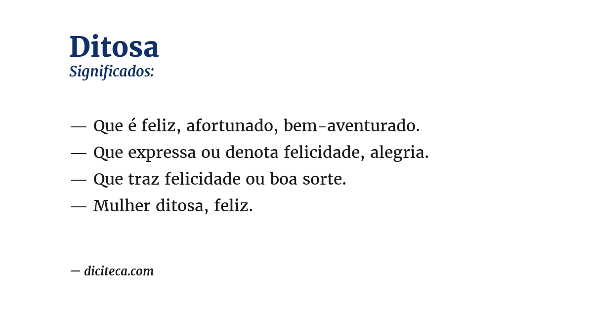 Significado de ditosa