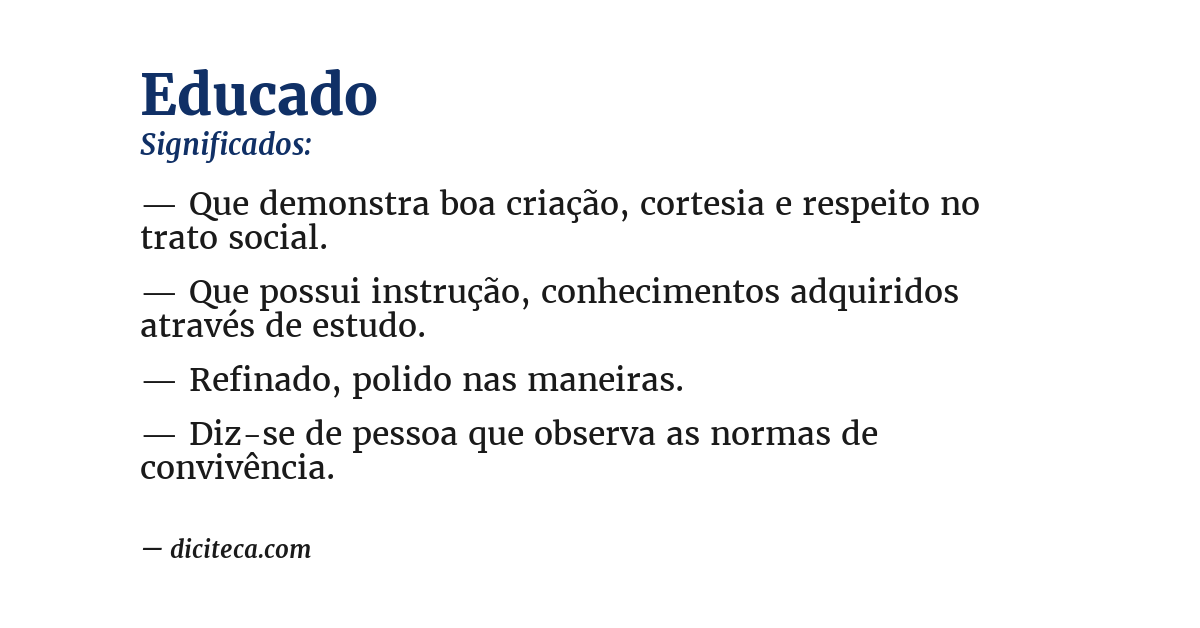 Significado de educado