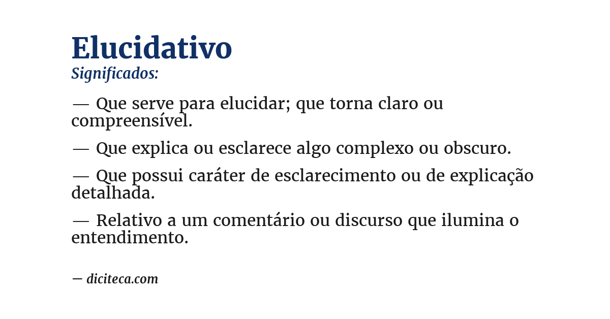 Significado de elucidativo