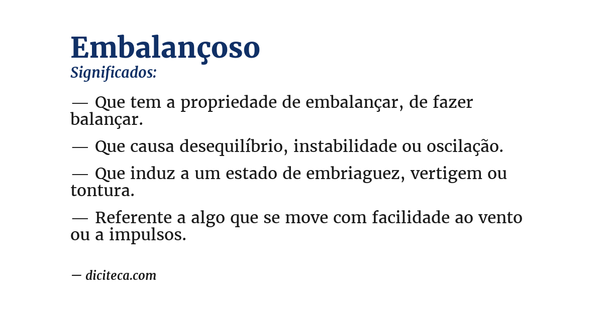 Significado de embalançoso