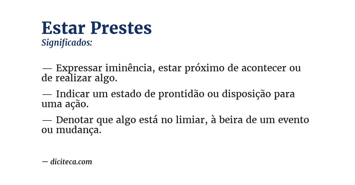 Significado de estar prestes