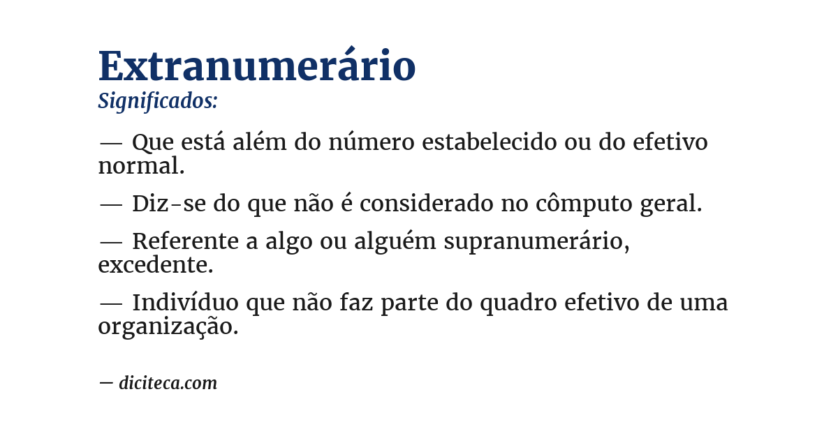 Significado de extranumerário